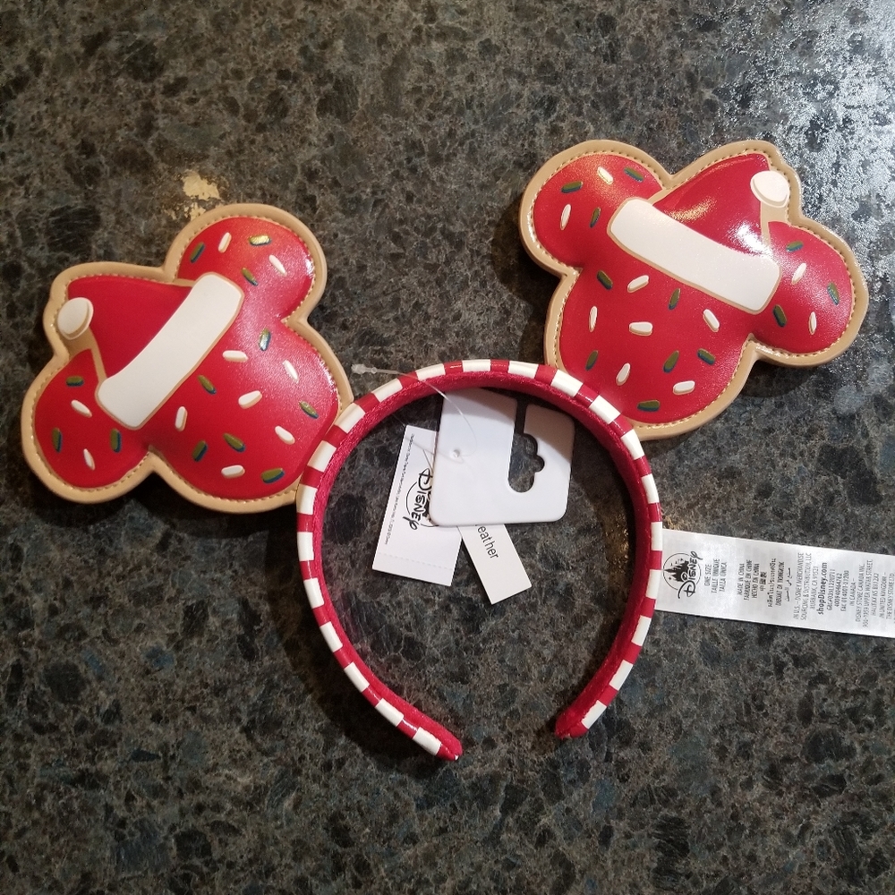 Disney Park Red & White Mickey Mouse Santa Christmas Themed Disney Ears Headband